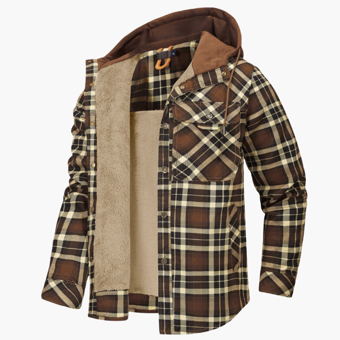 Men's Jacket with Hood – Checked Lumberjack Style for Outdoor and Casual