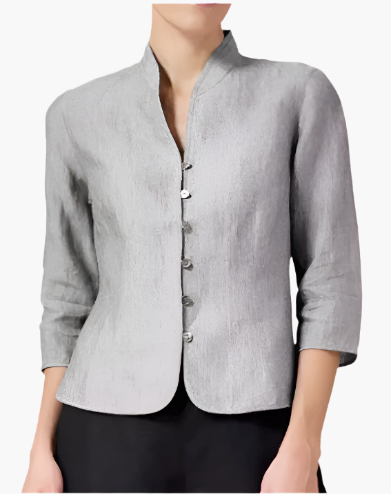 Women's Blazer – Elegant Tailored Jacket with Stand-up Collar for Business and Festive Occasions
