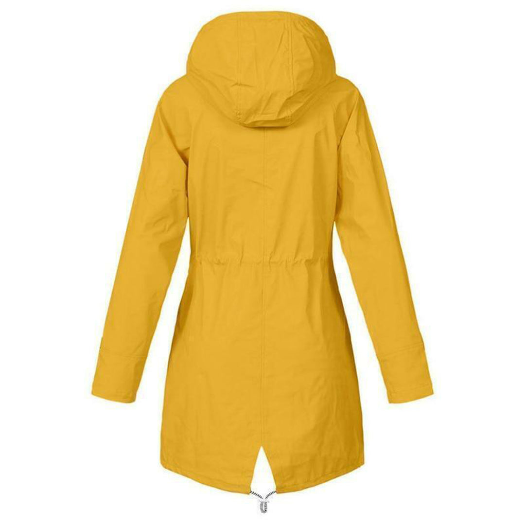 Women's rain parka with hood – tailored jacket with waist cord for city & walk