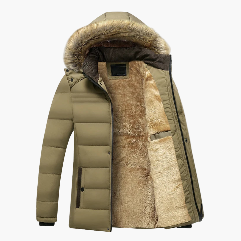 Men's Parka Jacket with Fleece Lining and Hood – Waterproof & Warm for Winter and Outdoor
