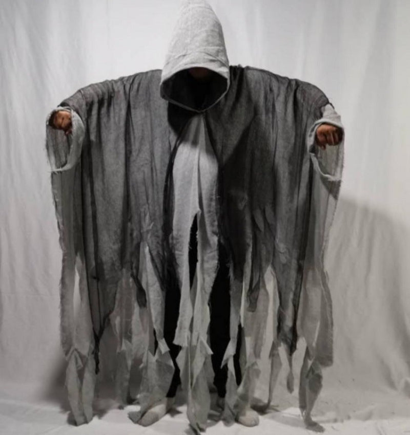 Halloween Ghost Costume for Adults – Creepy Cloak with Hood – Perfect for Halloween Party & Decoration