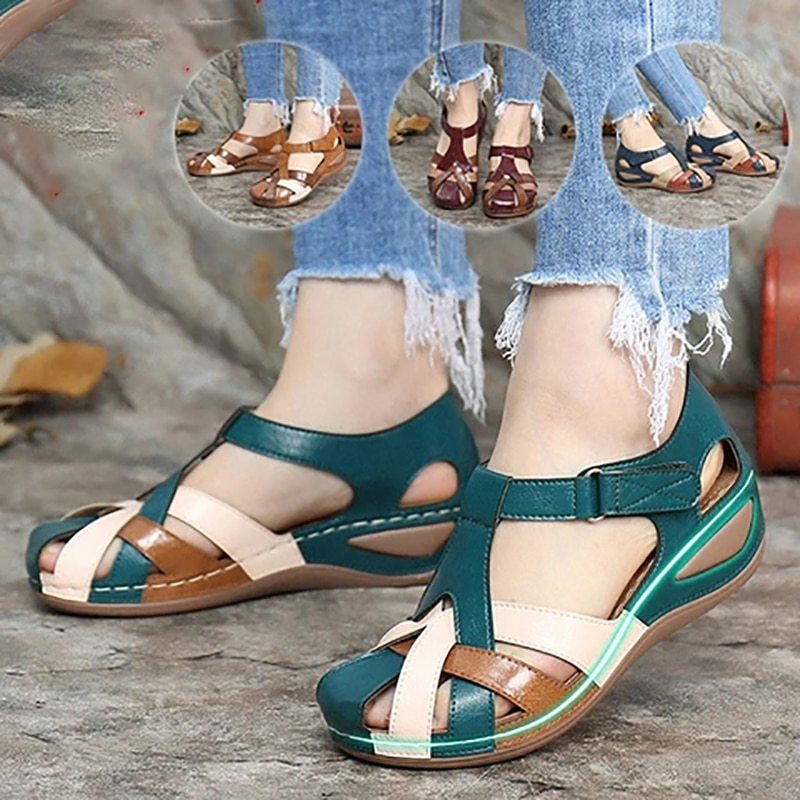 Emma – Waterproof Sandals with Mixed Color Design Wedges