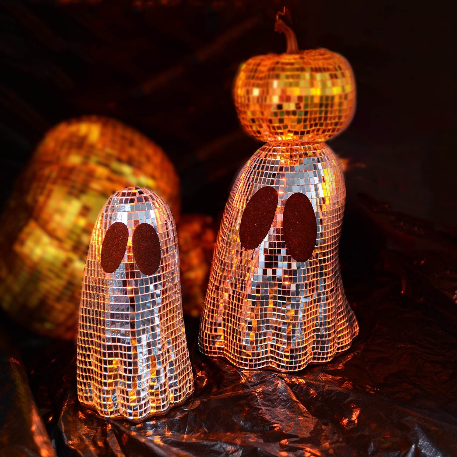 Halloween Spook Disco Decoration Set – Shiny Ghost Figures for Party & Atmospheric Decoration
