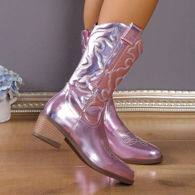 Audrey – Chunky Pointed Heel Western Boots for Women