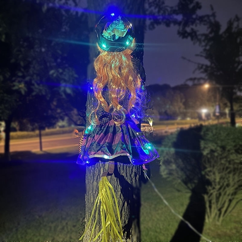 Halloween Witch Decoration with Lighting – For Outdoors and Festive Atmosphere