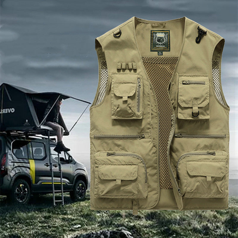 Men's Outdoor Vest with Multiple Pockets for Adventure and Travel