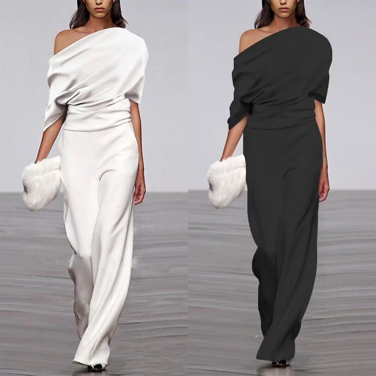 Ladies Elegant Off-Shoulder Jumpsuit – Chic Evening Look with Modern Flair