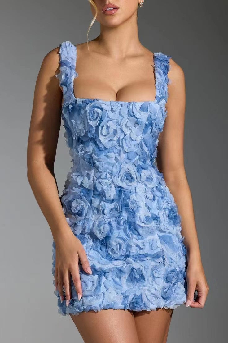 Women's mini dress with floral texture – Elegant and refined for festive occasions