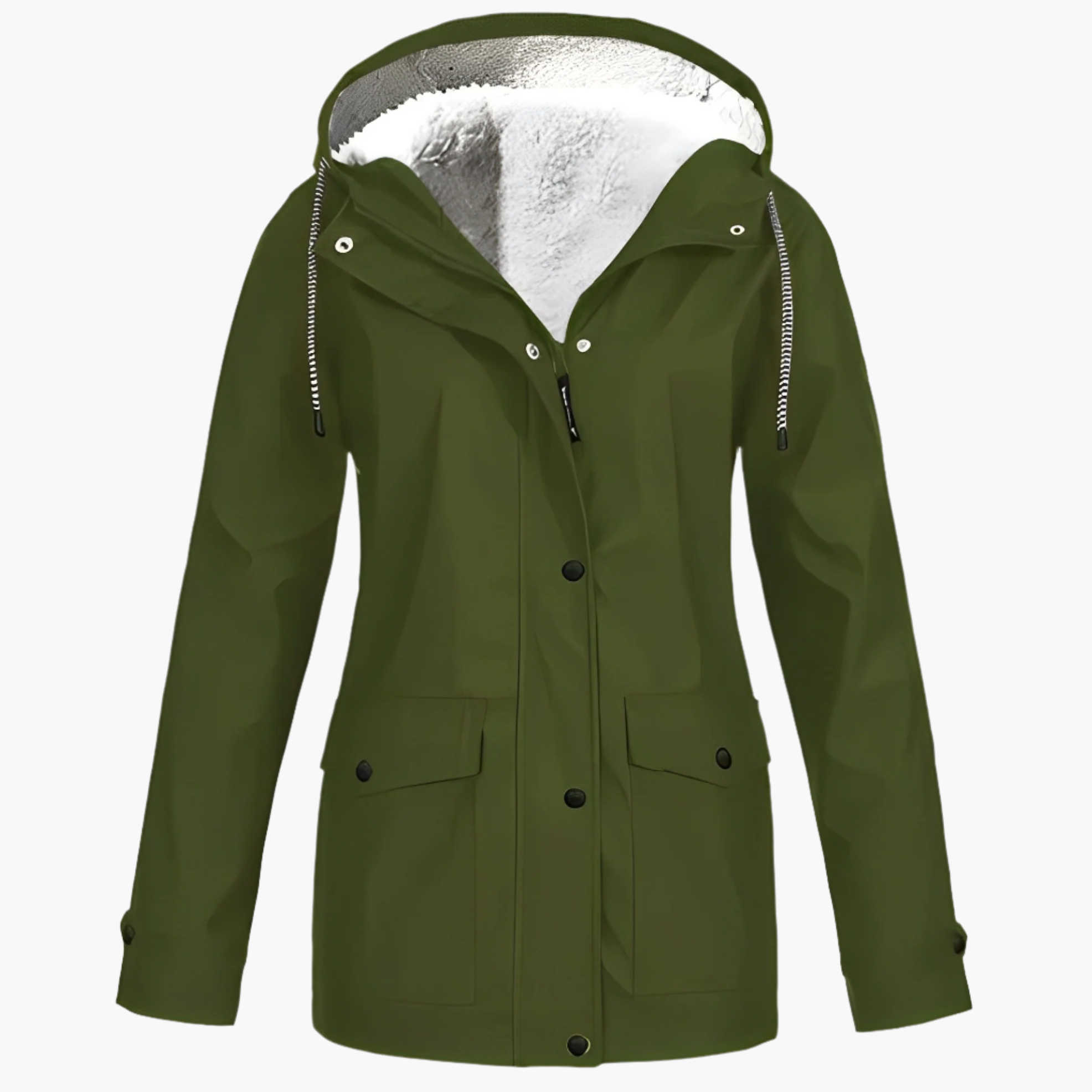 Women's Waterproof Winter Jacket with Fleece Lining – Fashionable Raincoat for Cold Days