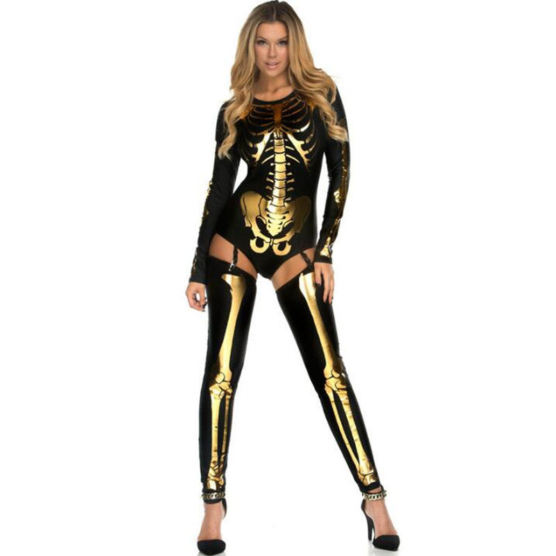 Women's Halloween Skeleton Catsuit Costume - Sexy Bodysuit for Party & Celebration