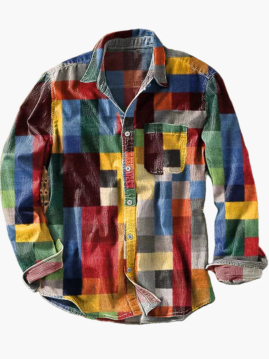 Men's Shirt Vintage Checked Style Casual Comfortable Blouse