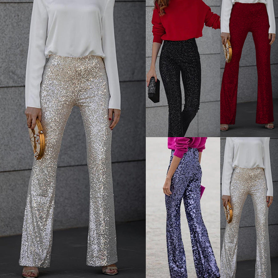 Tara – Sequin Clothing with Elastic Waist and Flared Legs