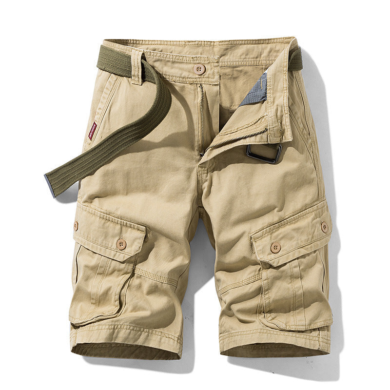 Men's Cargo Shorts with Belt – Functional Short Pants with Pockets and Zipper Closure