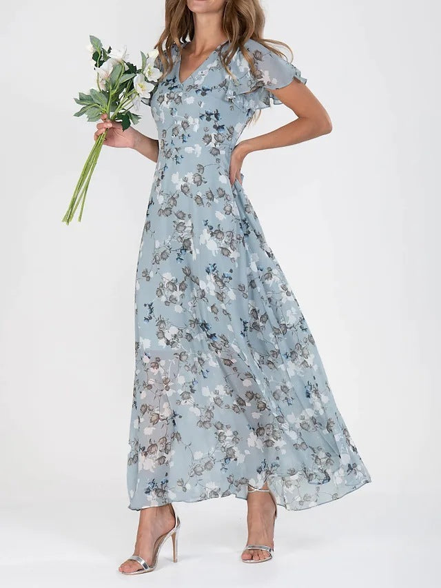 Gabrielle – Women's Elegant Maxi Dress with Butterfly Sleeves – Airy and Romantic