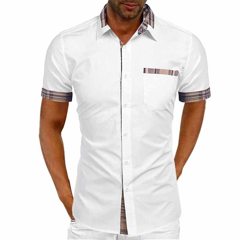 Men's Casual Shirt with Short Sleeve and Contrasting Details – Fashionable and Comfortable for Summer and Leisure Time