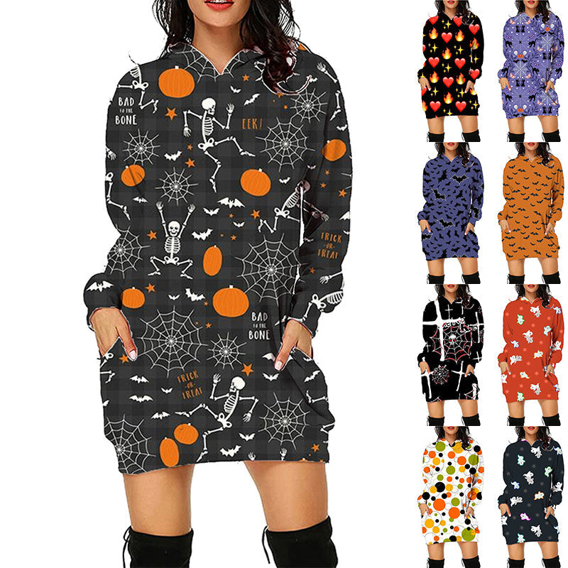 Women's Halloween Hoodie Dress – Comfortable and Stylish Party Dress for Halloween