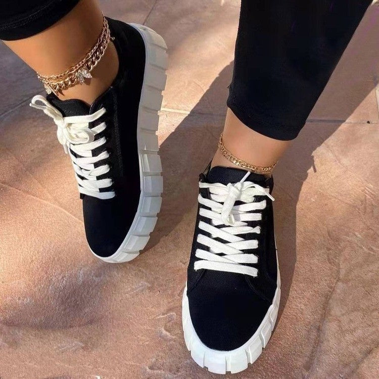 Holly – Thick Sole Lace Canvas Shoes