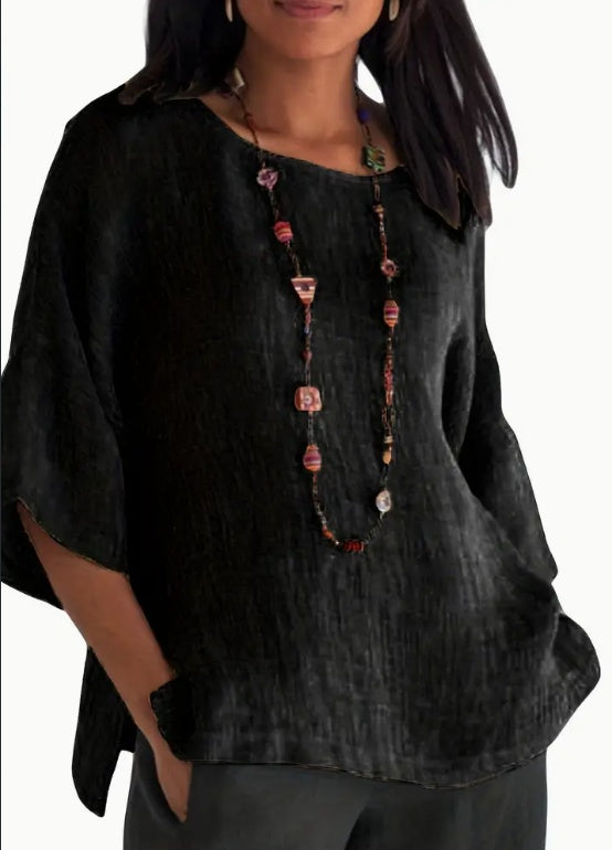 Women's Loose-Fitting Tunic Top – Casual Elegance with Boho Look