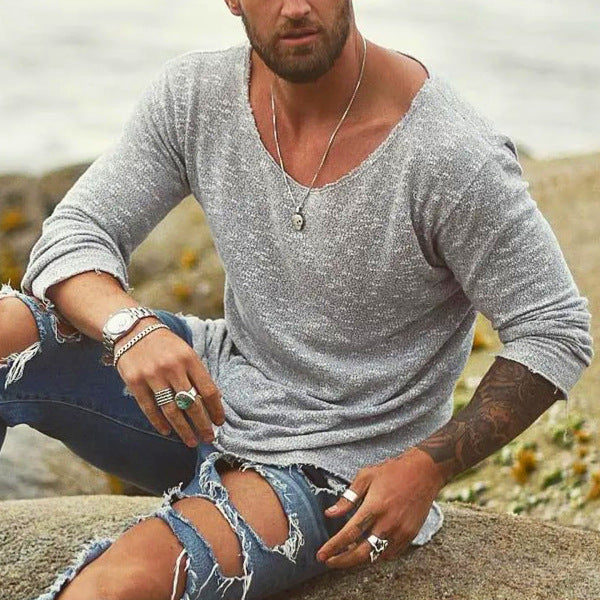 Micheal – Boho Loose Casual Long Sleeve Collar T-shirt