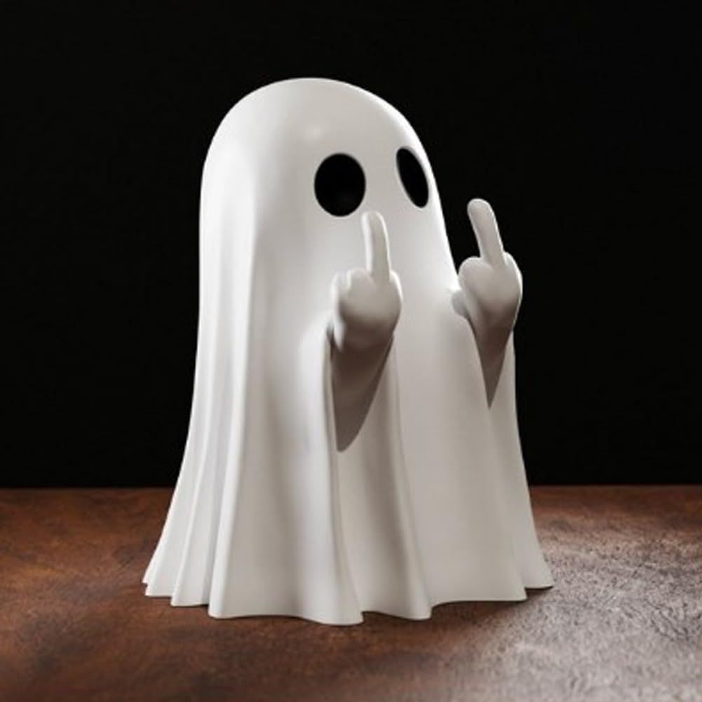 Halloween Decoration Figurine – Funny Ghost with Middle Finger – Party & Celebration Accessory