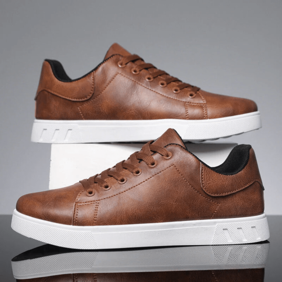 Men's Sneakers - Stylish Elegant Leather Casual Shoes for Daily Use