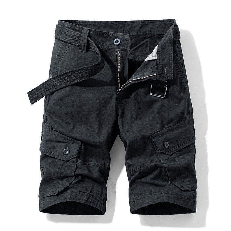 Men's Cargo Shorts with Belt – Functional Short Pants with Pockets and Zipper Closure