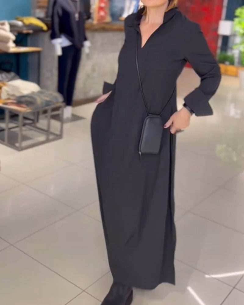 Women's Maxi Shift Dress with Split – Stylish Loose-Fitting Dress for Every Occasion