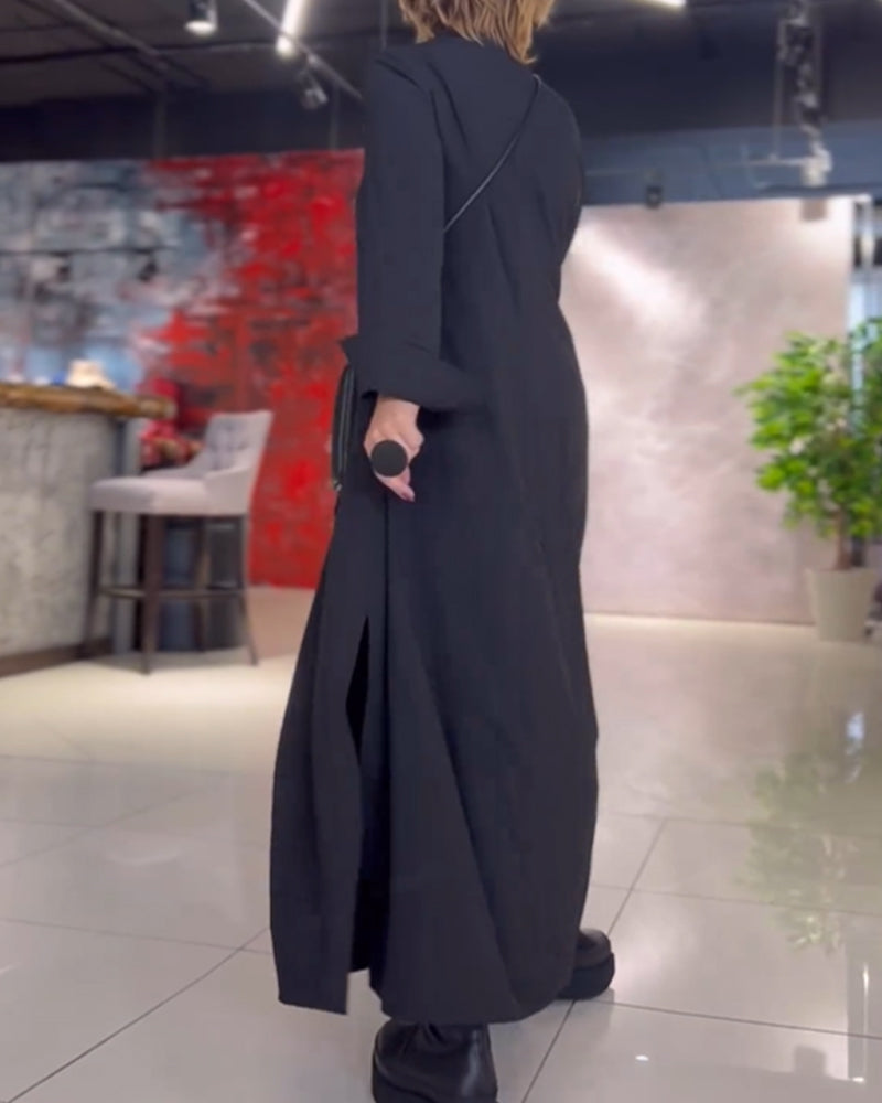 Women's Maxi Shift Dress with Split – Stylish Loose-Fitting Dress for Every Occasion