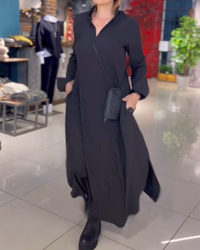 Women's Maxi Shift Dress with Split – Stylish Loose-Fitting Dress for Every Occasion