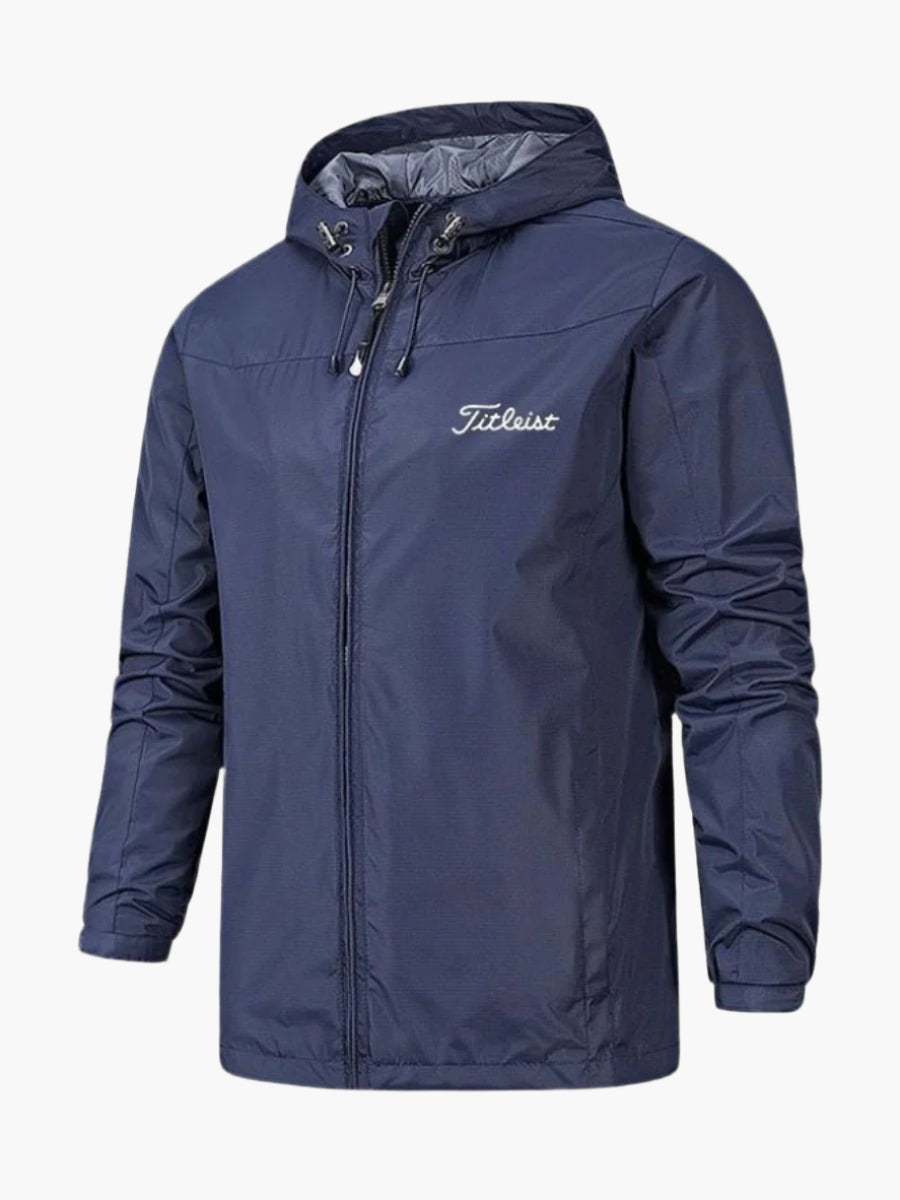 Men's windbreaker with hood – lightweight sports jacket for golf and outdoor activities