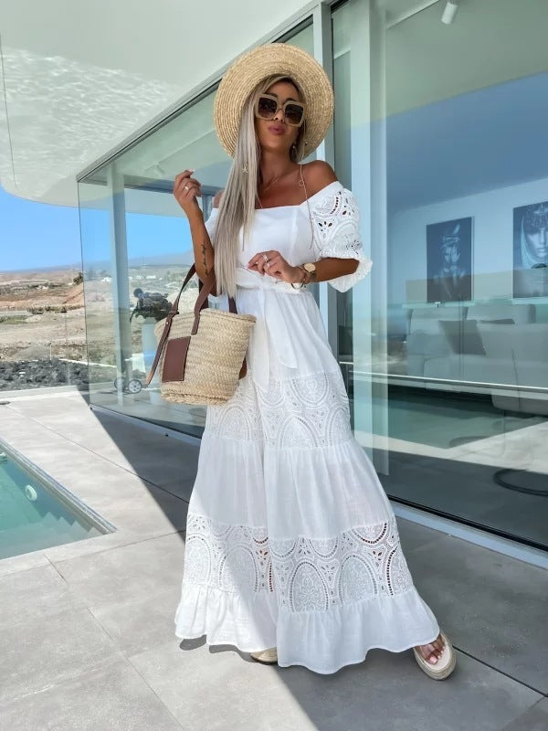 Victoria – Airy Women's Linen-look Summer Dress with Loose Fit and Tie at the Waist