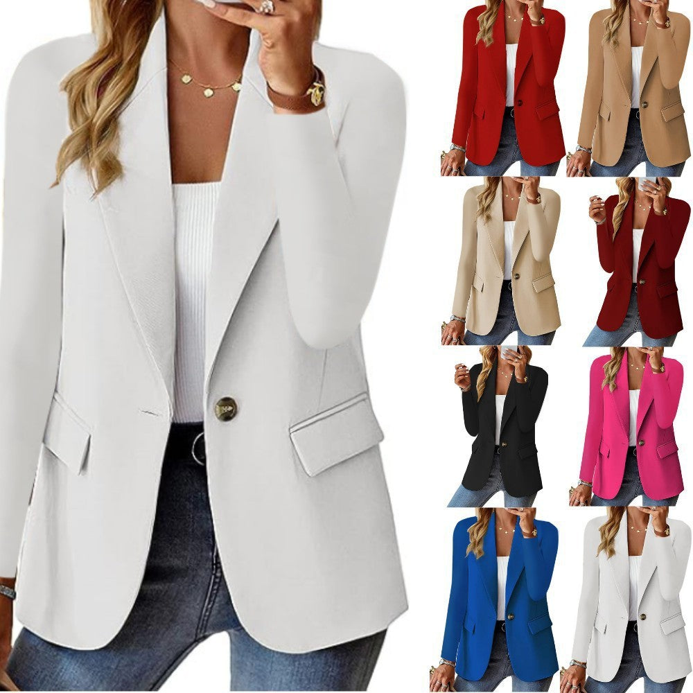 Women's Blazer with One Button Closure – Elegant Business Look for Work or Casual Chic