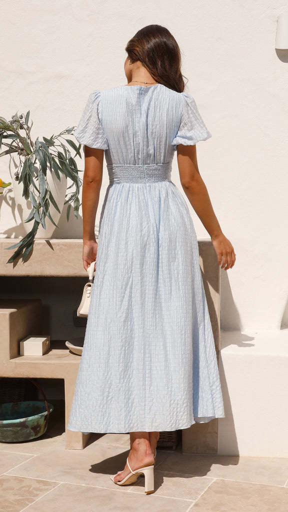 Women's Summer Midi Dress with Button Closure and Puff Sleeves – Elegant Casual Look