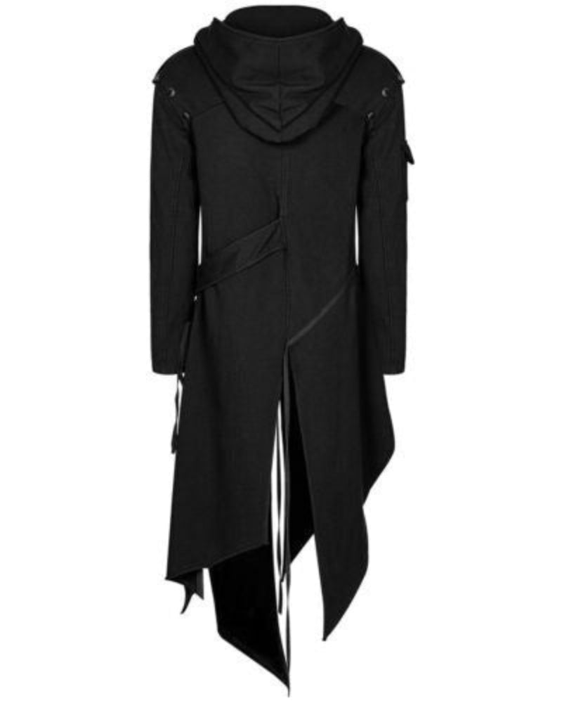 Halloween Men's Gothic Jacket Costume – Long Vintage Punk Hoodie for Party and Cosplay