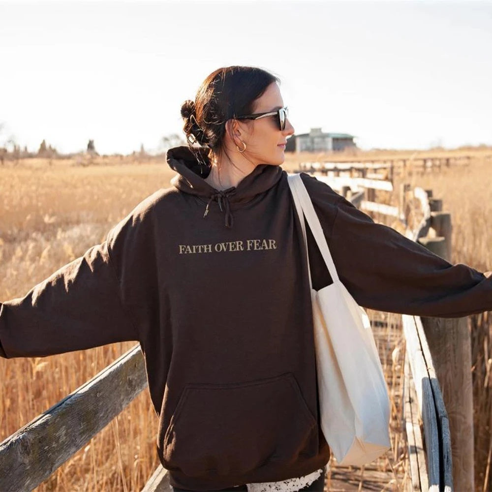 Faith Over Fear unisex hoodie – comfortable casual hoodie with print for men and women