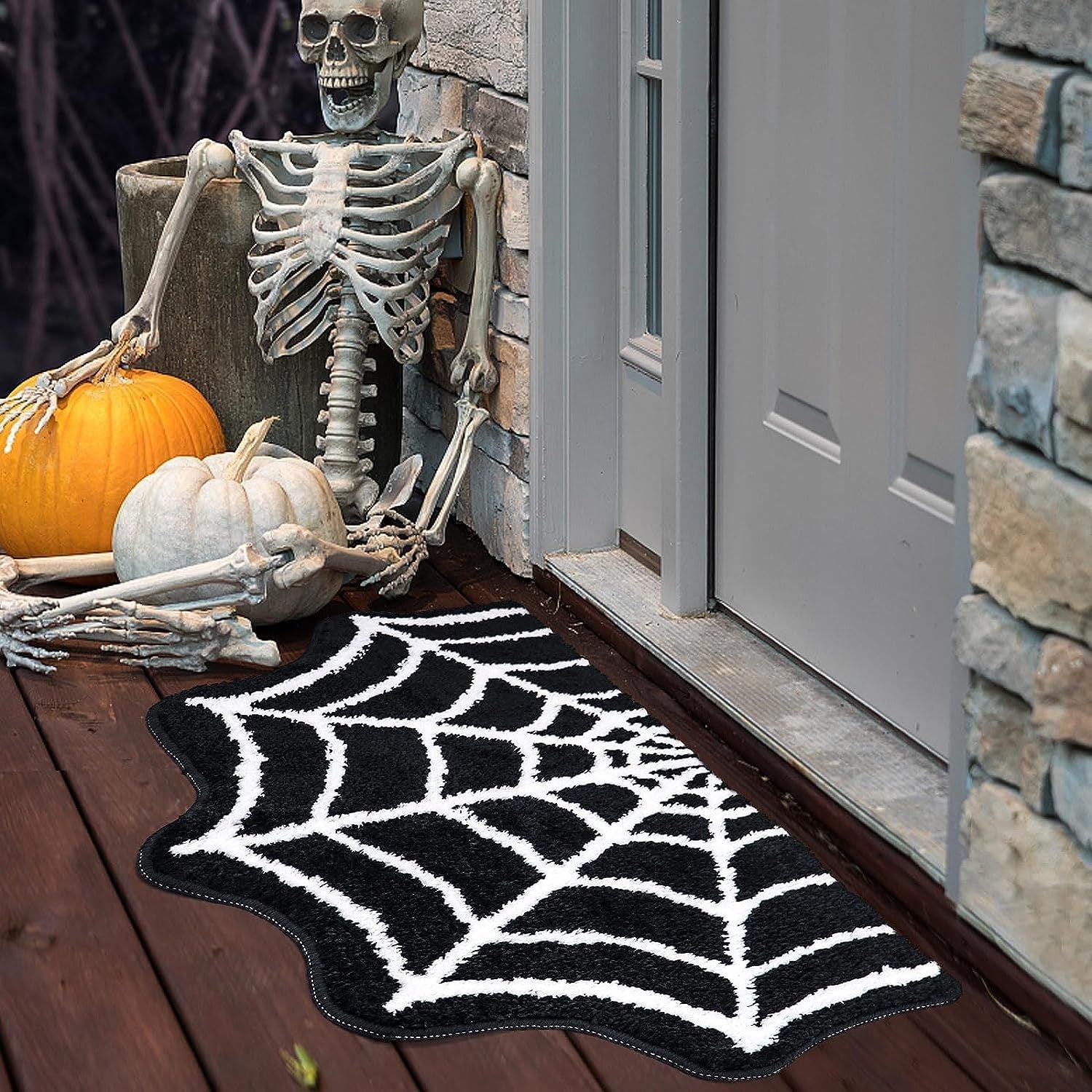 Halloween Doormat with Spiderweb Pattern – Perfect for Spooky Decoration and Festive Entrance
