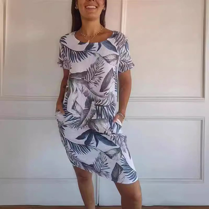 Fiona – Dress with Flower and Leaf Print for Women