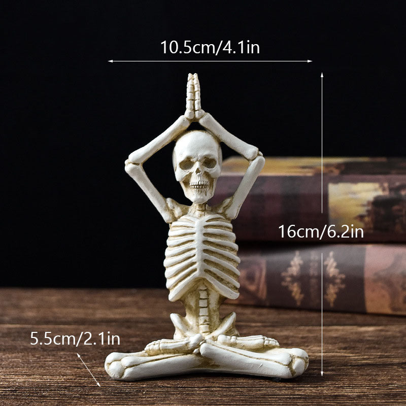 Halloween Decoration Figurines Skeleton Yoga Set – Funny Skull Figurines for Halloween Party, Trick-or-Treat & Spooky Atmosphere