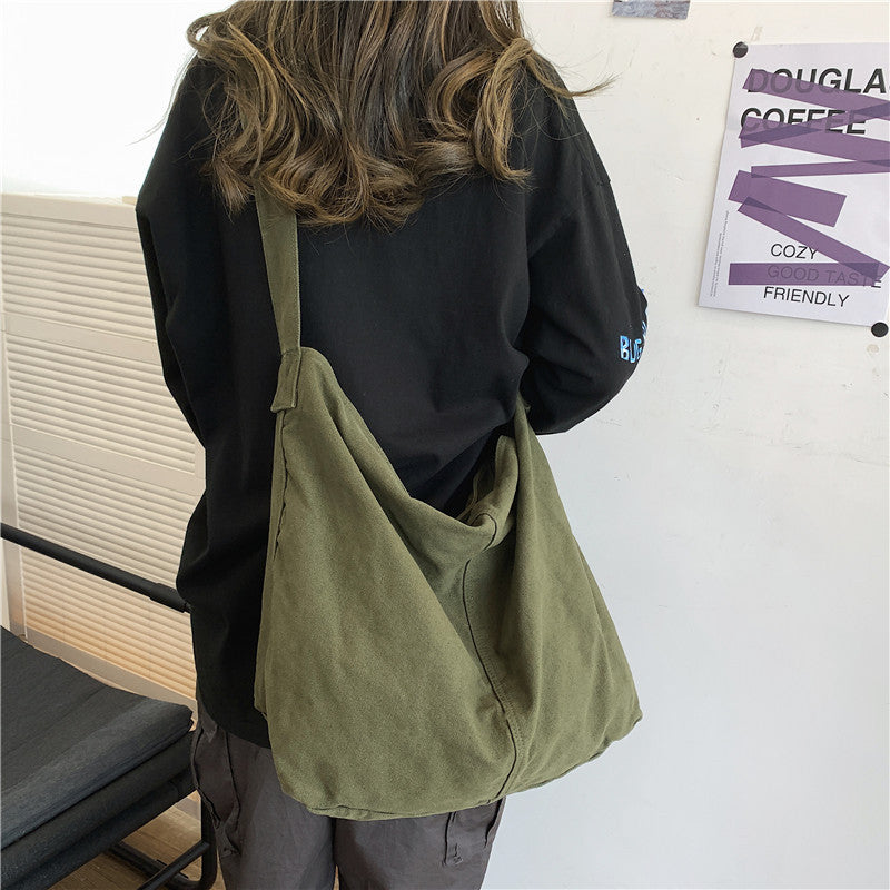 Casual Ladies Oversized Canvas Shoulder Bag with Adjustable Strap