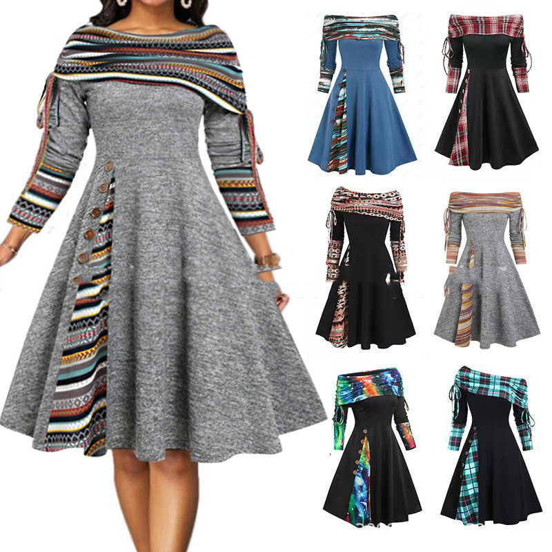 Michelle – Elegant Swing Dress with One Shoulder