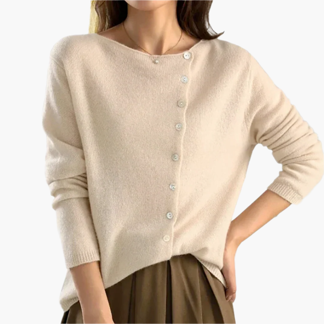 Women's Casual Cardigan with Asymmetrical Button Closure – Comfortable Style for Every Occasion