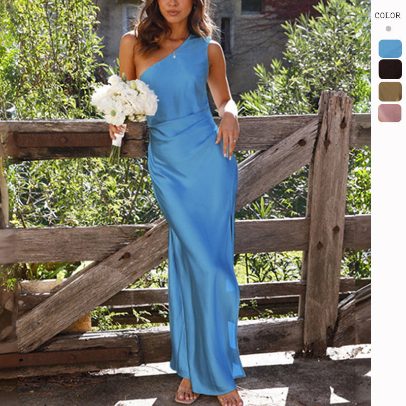 Samantha – Elegant One Shoulder Summer Dress with High Split for Women