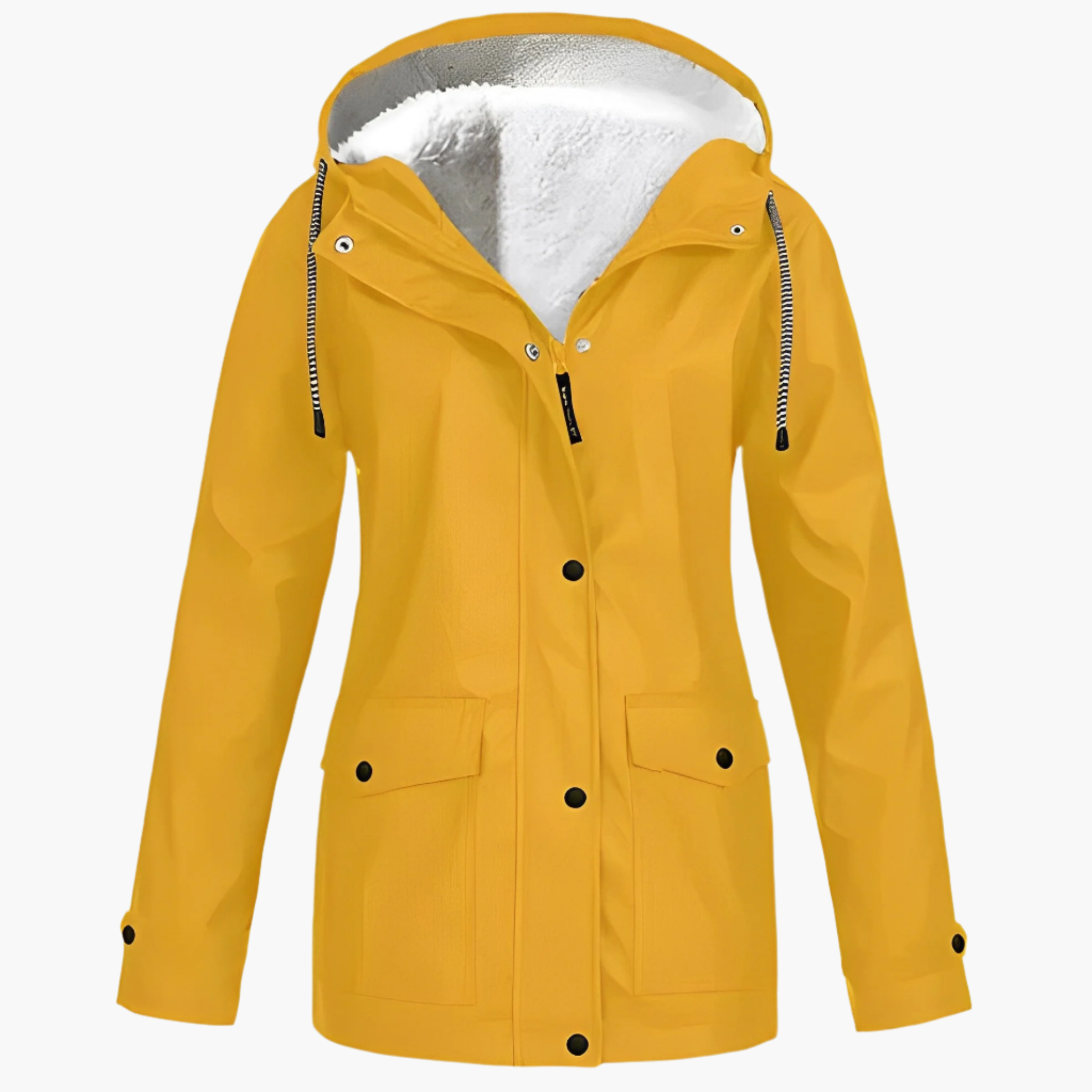Women's Waterproof Winter Jacket with Fleece Lining – Fashionable Raincoat for Cold Days