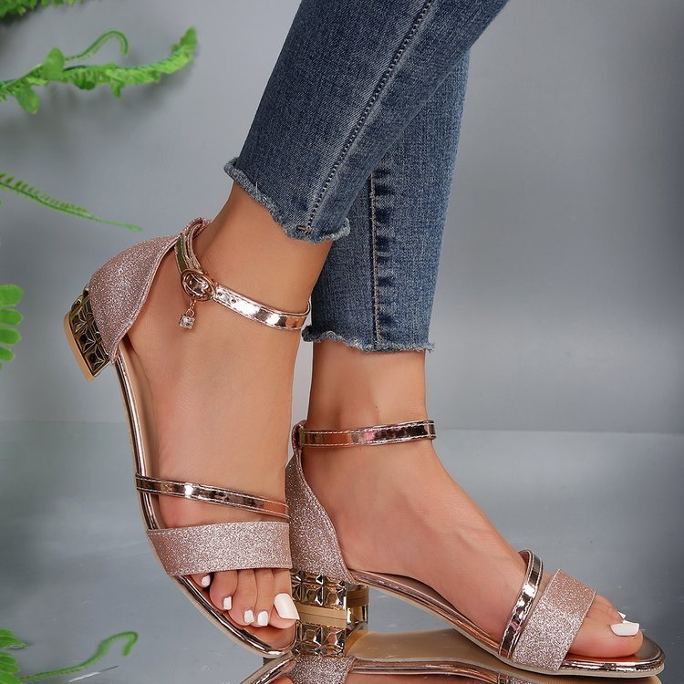 Sophie – Stylish Women's Glitter Vegan Leather Sandals with Closed Heel for the Summer