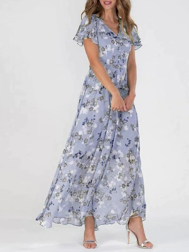 Gabrielle – Women's Elegant Maxi Dress with Butterfly Sleeves – Airy and Romantic