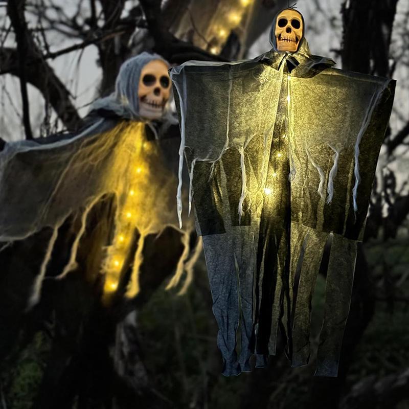 Halloween Hanging Ghost Decoration with LED Lighting - Spooky Garden and Party Decoration