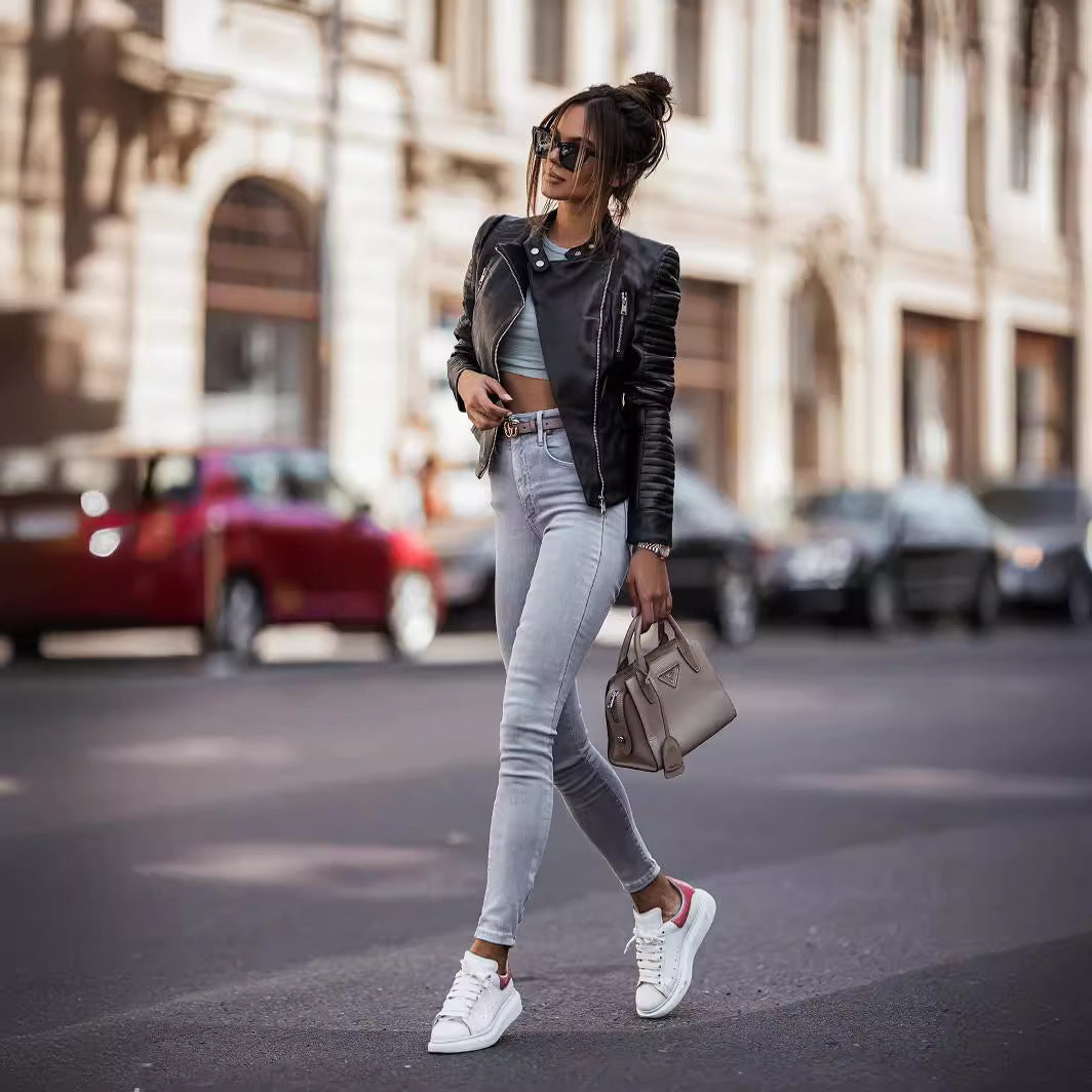 Gabrielle – Slim-fit Black Vegan Leather Jacket