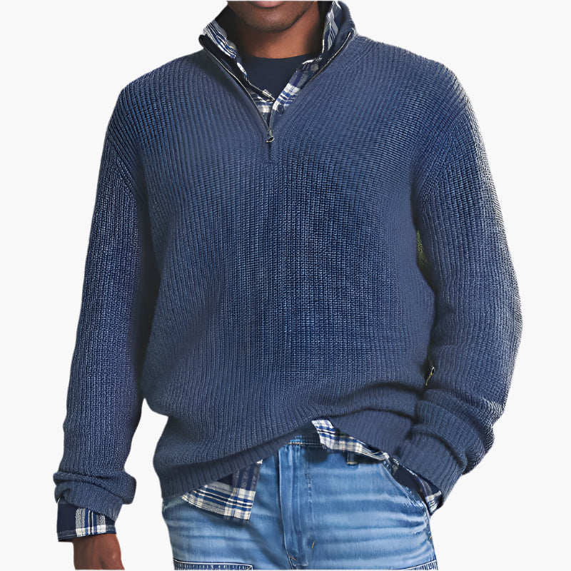 Men's Half-Zip Knitted Sweater – Business Casual Style for Comfort and Class