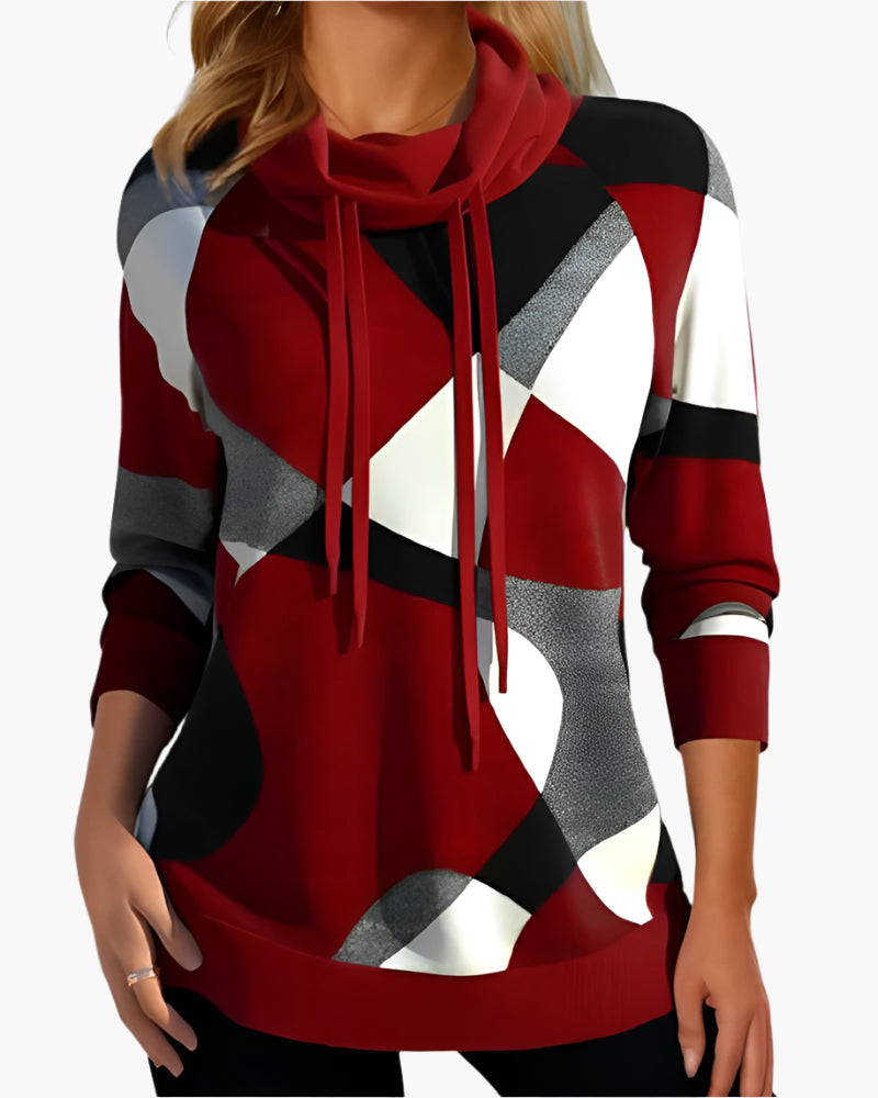Women's Fashionable Colorblock Sweater with Turtleneck and Raglan Sleeves – Casual Comfort for Every Day