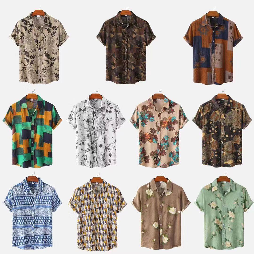 Men's Short Sleeve Shirt with Floral Print – Casual Style for Summer and Vacation